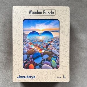 Jazutoyz Wooden Puzzle - Colorful Heart Beach Image